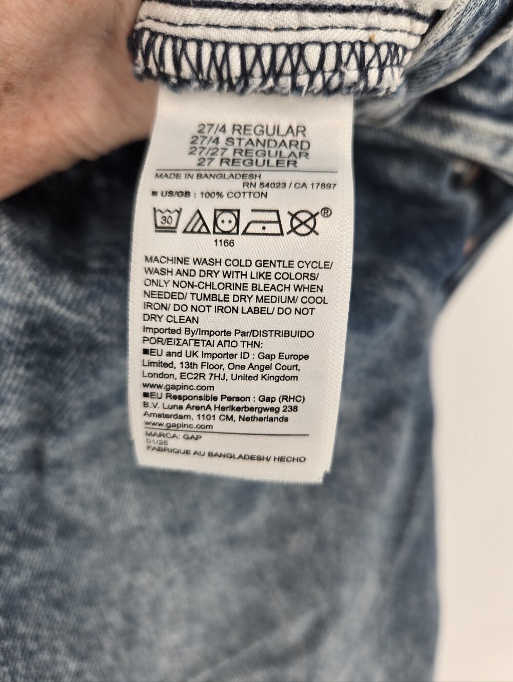 NWOT Gap high rise crossover barrel Jean Light Wash 27 4 - Picture 5 of 11